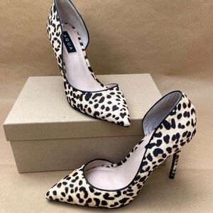 Aqua Leopard Fur Pumps